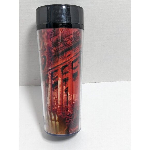Vintage 1998 Starbucks Thermo Serv Tumbler Travel Cup 20 oz Ruins Statues - Picture 3 of 8